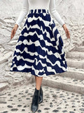 Pleated Printed Elastic Waist Skirt - Trendsi - Flyclothing LLC