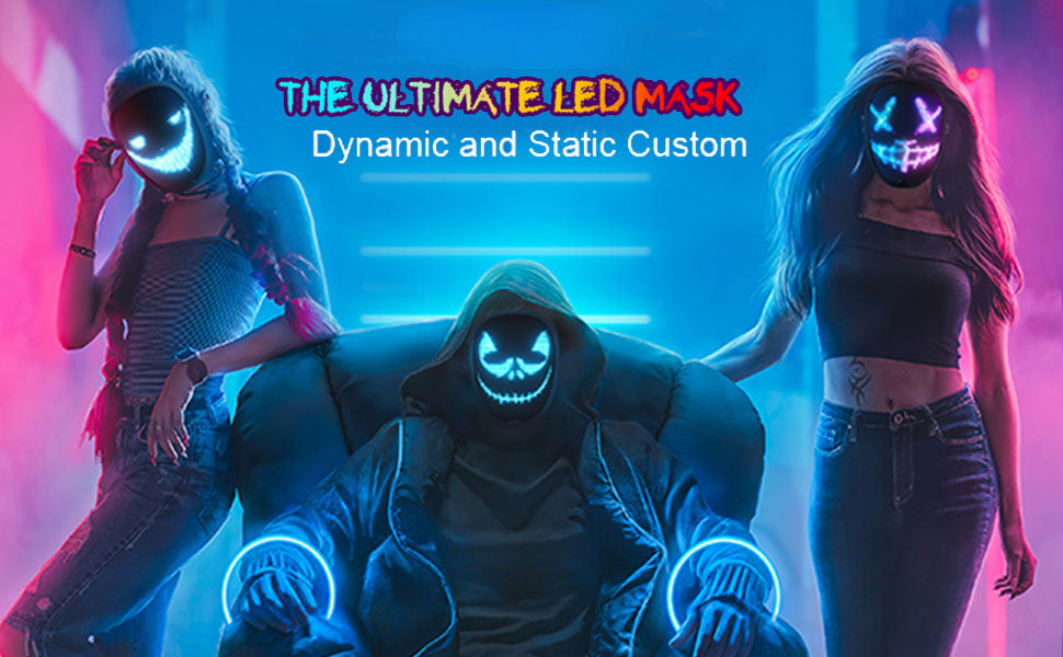 Halloween LED Mask with Programmable App & Gesture Sensing, DIY Unisex LED Lighted Face Transforming Mask, Perfect Gift for Halloween Costume Cosplay,Masquerade - SHOMICOBOUTIQUE - Flyclothing LLC
