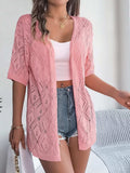 Openwork Open Front Half Sleeve Cardigan - Trendsi - Flyclothing LLC