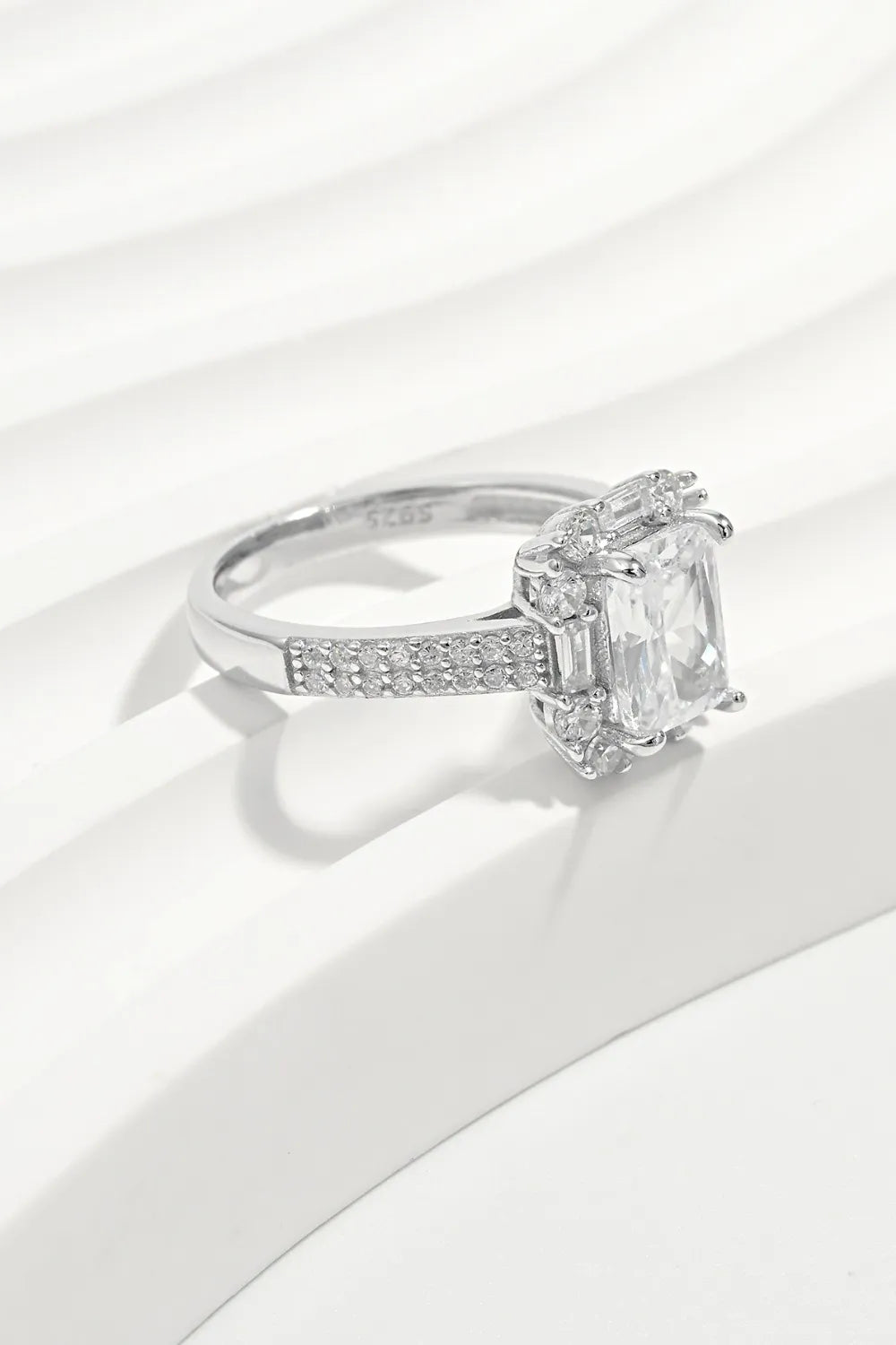 925 Sterling Silver Inlaid Zircon Square Ring - Trendsi - Flyclothing LLC