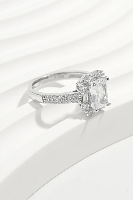 925 Sterling Silver Inlaid Zircon Square Ring - Trendsi - Flyclothing LLC