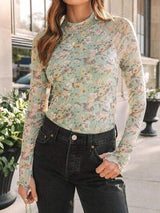 Lovelet Mock Neck Long Sleeve Top - Trendsi - Flyclothing LLC