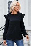 Frill Mock Neck Ruffled Balloon Sleeve Blouse - Trendsi - Flyclothing LLC