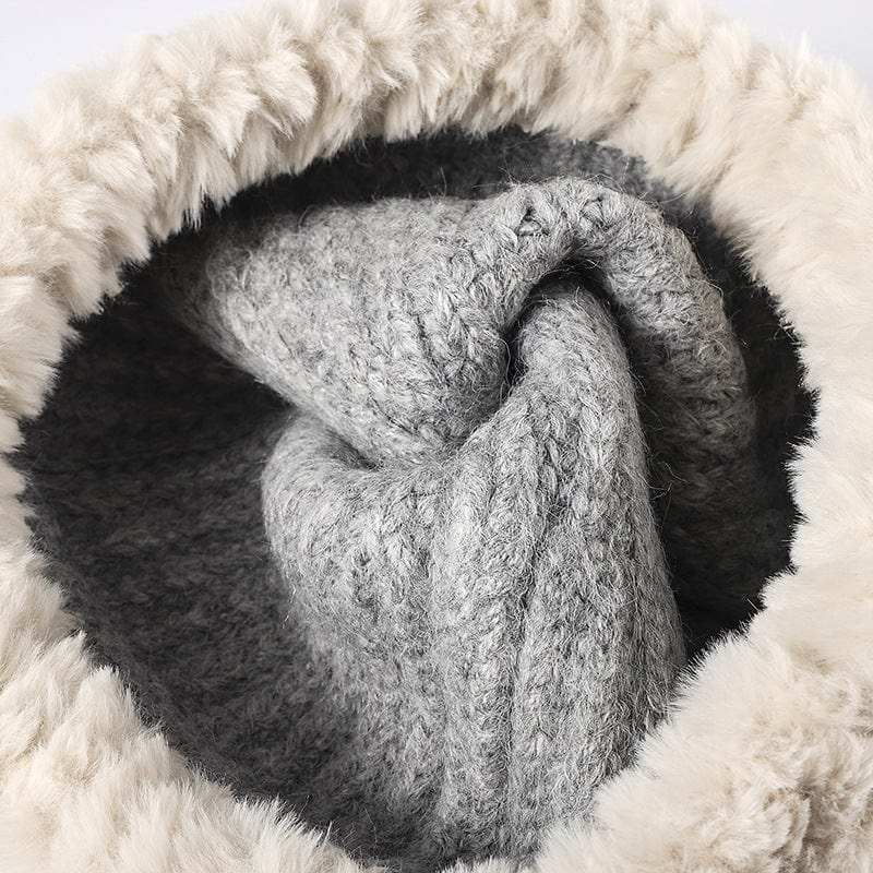 Fuzzy Hem Knit Hat - Trendsi - Flyclothing LLC