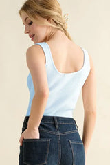 And The Why Ribbed Square Neck Bodysuit - Trendsi - Flyclothing LLC