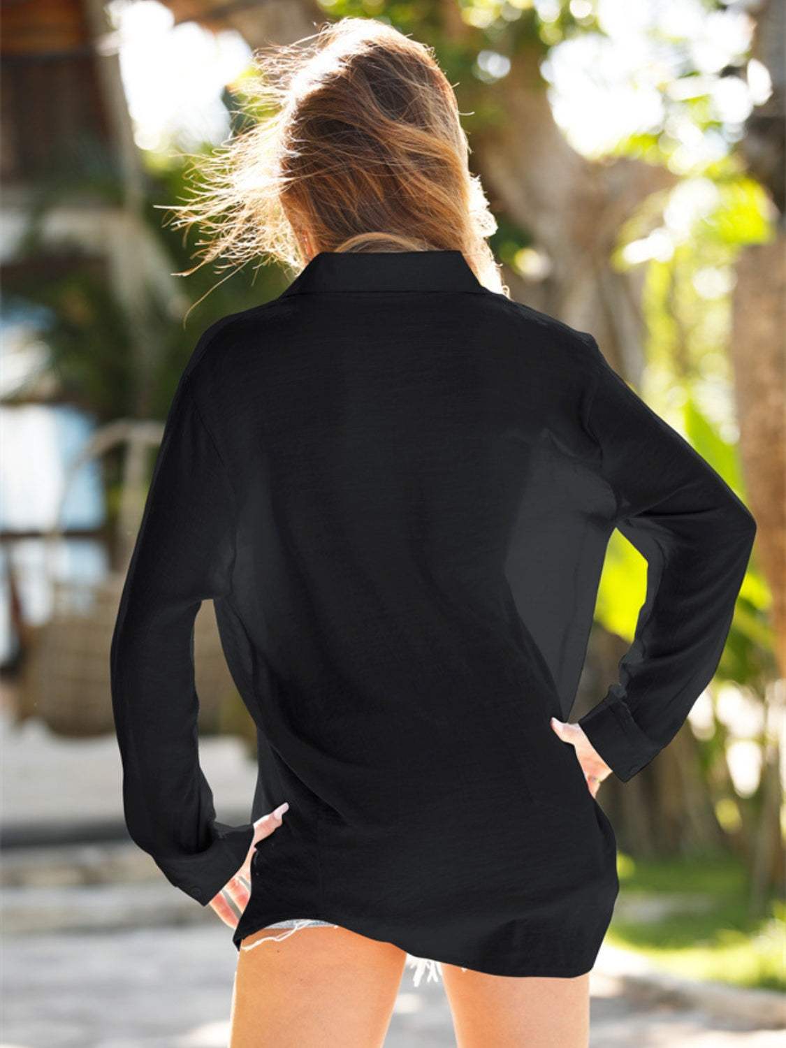 Pocketed Dropped Shoulder Cover Up - Trendsi - Flyclothing LLC
