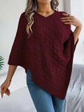 Cable-Knit Openwork Three-Quarter Sleeve Sweater - Trendsi - Flyclothing LLC