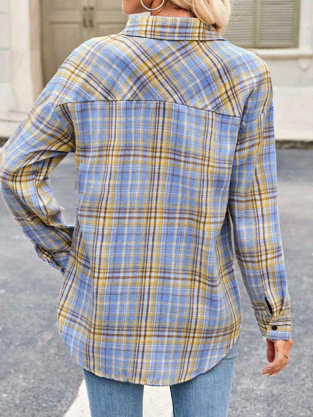 Plaid Button Up Long Sleeve Shirt - Trendsi - Flyclothing LLC