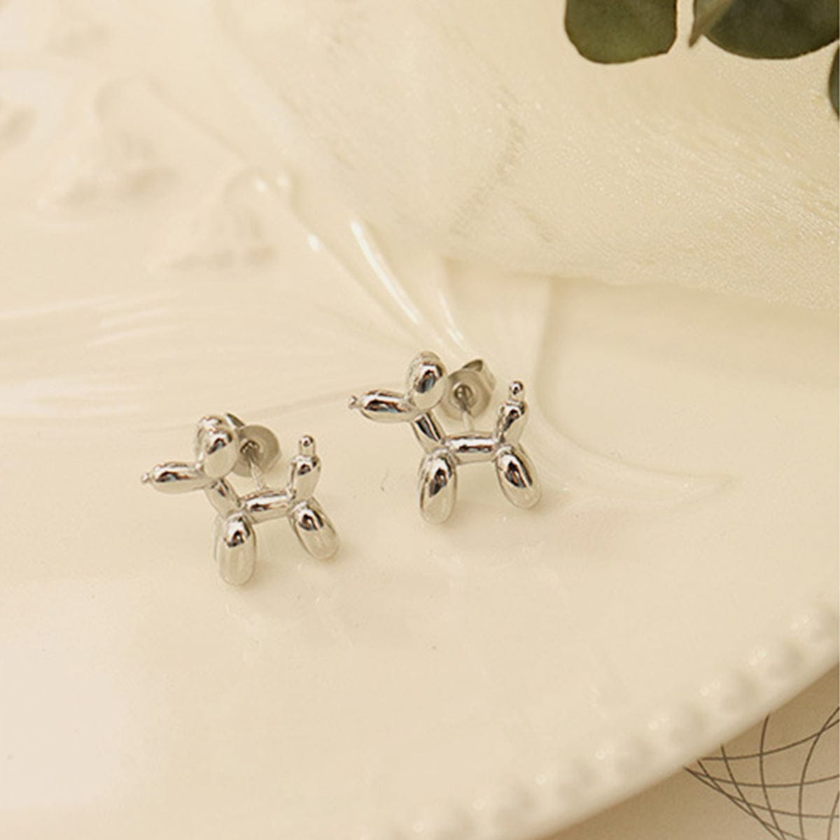 18K Gold-Plated Titanium Steel Puppy Shape Stud Earrings - Trendsi