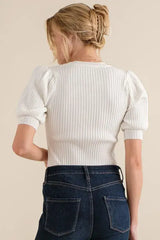 And The Why Puffed Half Sleeve Rib Basic Bodysuit - Trendsi - Flyclothing LLC