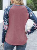 V-Neck Floral Long Sleeve T-Shirt - Trendsi - Flyclothing LLC