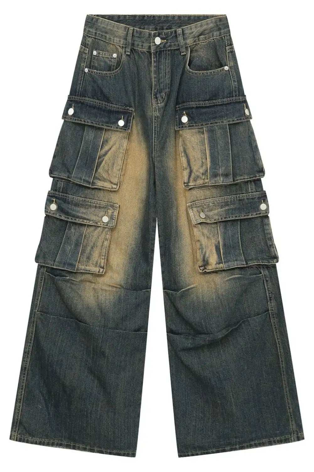High Waist Jeans with Cargo Pockets - Trendsi - Flyclothing LLC