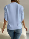 V-Neck Short Sleeve Blouse - Trendsi - Flyclothing LLC