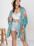 Plus Size Printed Open Front Cover-Up - Trendsi