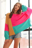 ADORA Loose Fit Colorblock Sweater - Trendsi - Flyclothing LLC