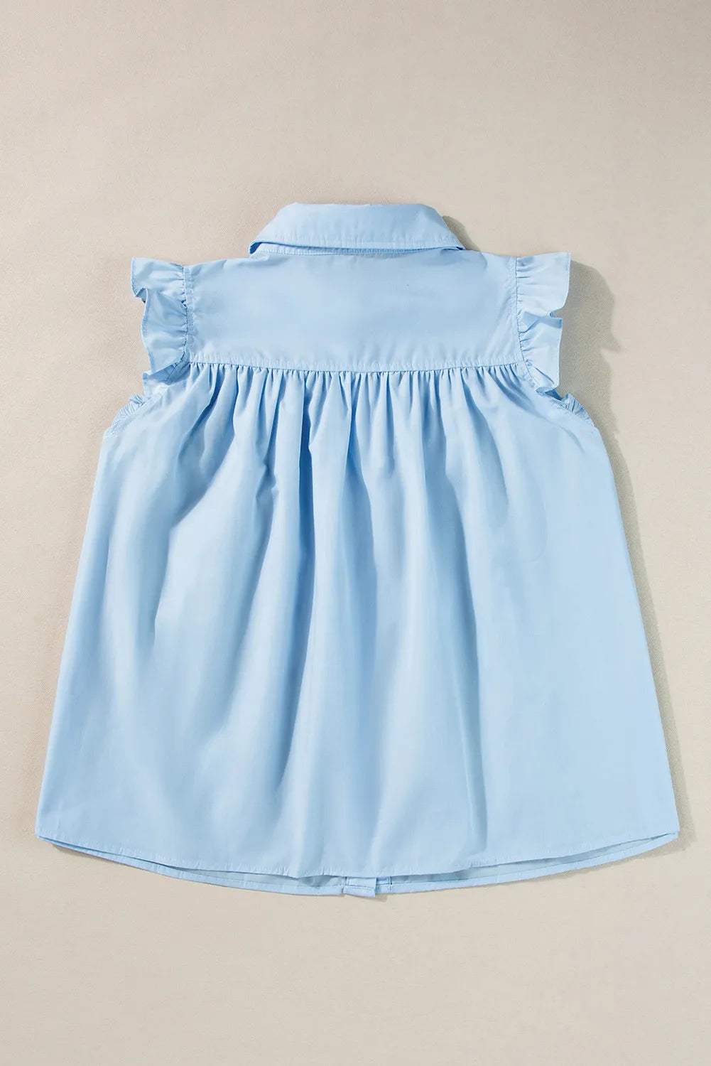 Ruffled Collared Neck Cap Sleeve Shirt - Trendsi - Flyclothing LLC