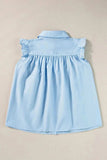 Ruffled Collared Neck Cap Sleeve Shirt - Trendsi - Flyclothing LLC