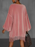 Velvet Fringe Hem Mini Dress - Trendsi - Flyclothing LLC