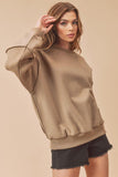Aemi + Co Exposed Seam Round Neck Drop Shoulder Sweatshirt - Trendsi