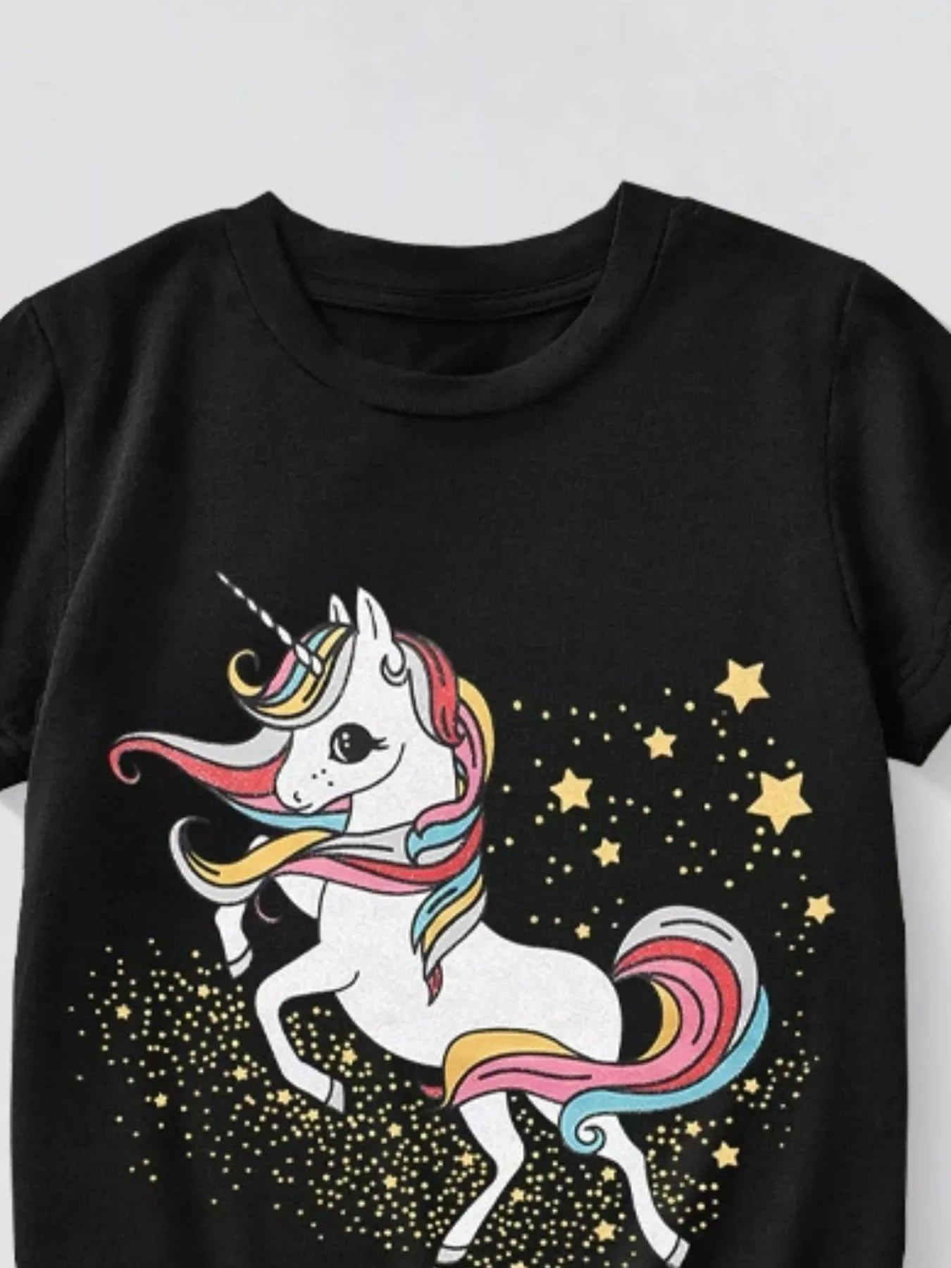 Children's Unicorn Graphic Short Sleeve T-Shirt - Trendsi - Flyclothing LLC