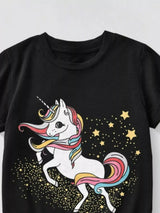Children's Unicorn Graphic Short Sleeve T-Shirt - Trendsi - Flyclothing LLC