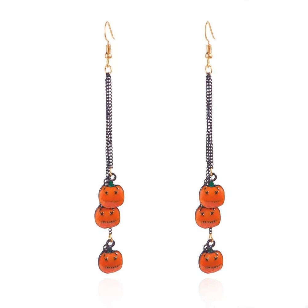 Halloween Pumpkin Chain Drop Earrings - Trendsi - Flyclothing LLC