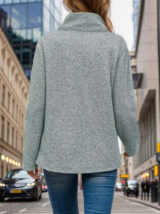 Pocketed Turtleneck Long Sleeve Sweatshirt - Trendsi