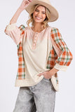 SAGE + FIG Exposed Seam Button Detail Plaid Top - Trendsi