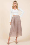 Mittoshop Metallic Glitter Speckle Print Elastic Midi Skirt - Trendsi - Flyclothing LLC