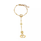 18K Gold-Plated Clover Charm Hand Chain Bracelet - Trendsi - Flyclothing LLC