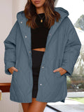 Slit Snap Down Long Sleeve Hooded Jacket - Trendsi - Flyclothing LLC