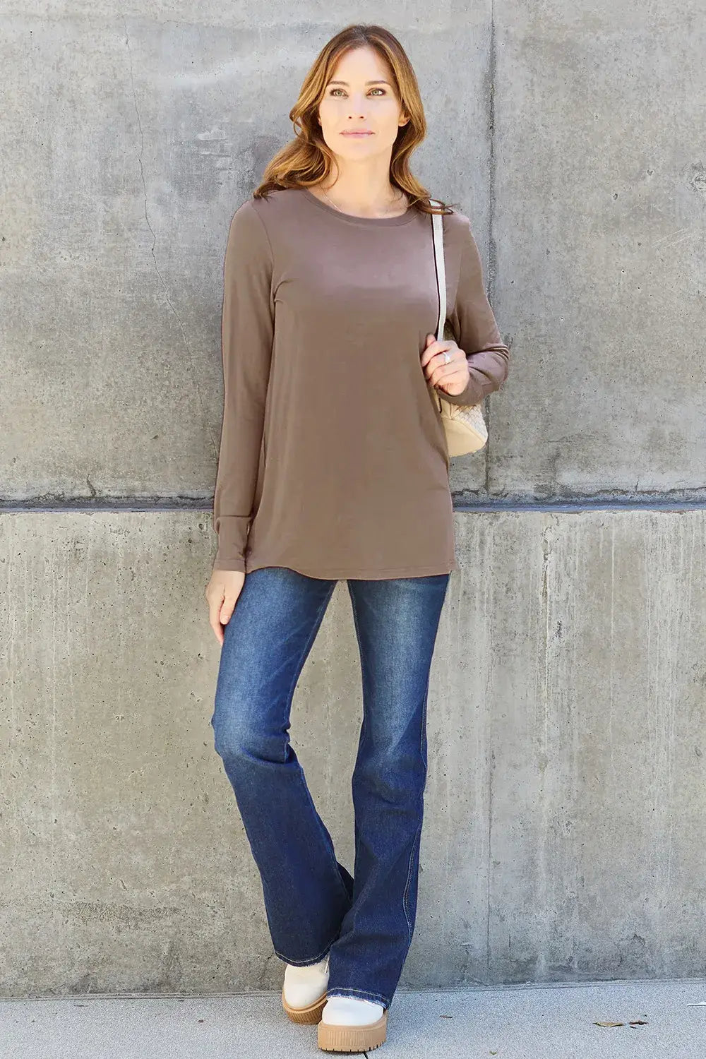 Basic Bae Full Size Round Neck Long Sleeve Top - ShopBasicbae - Flyclothing LLC