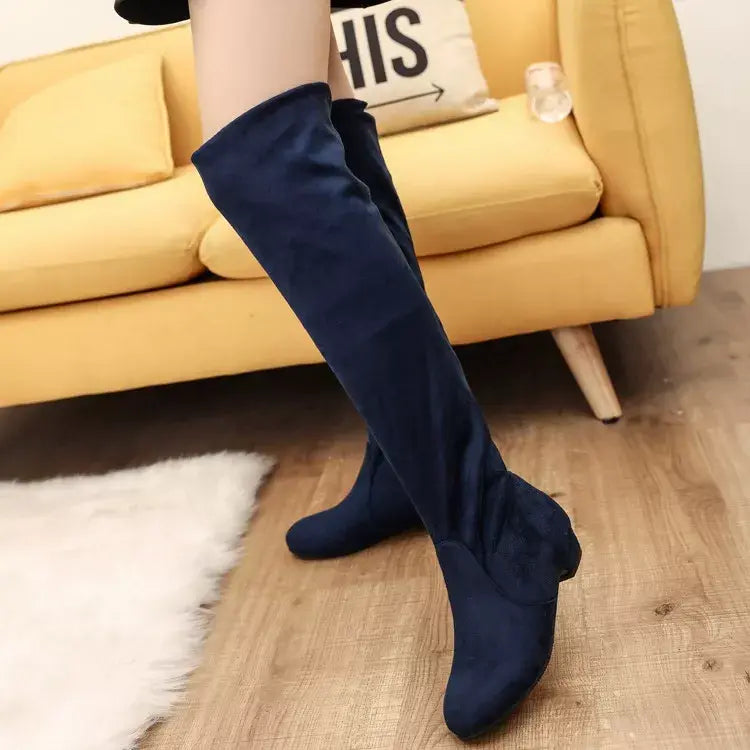 Round Toe Block Heels Boots - Trendsi - Flyclothing LLC