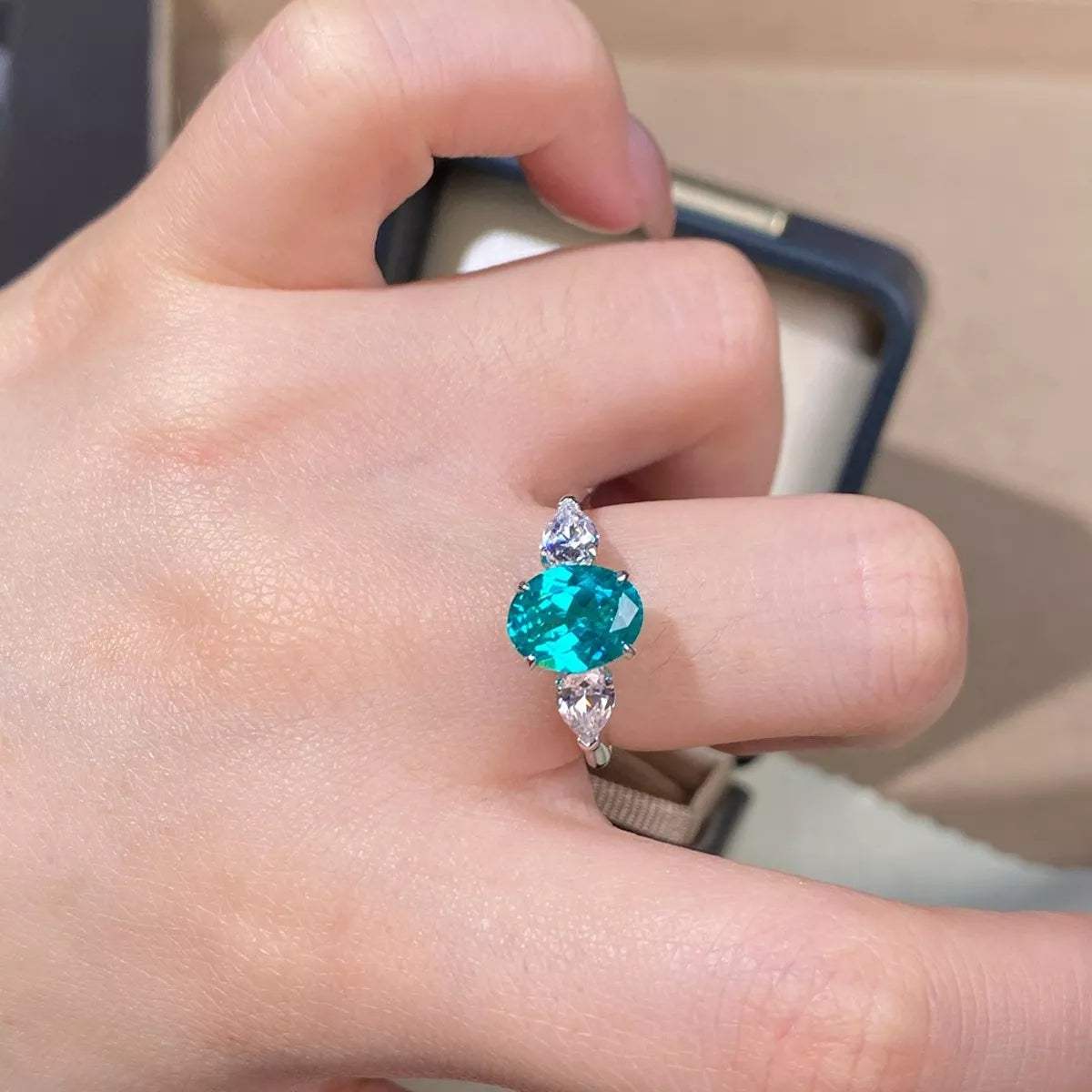 Topaz 925 Sterling Silver Oval Ring - Trendsi - Flyclothing LLC