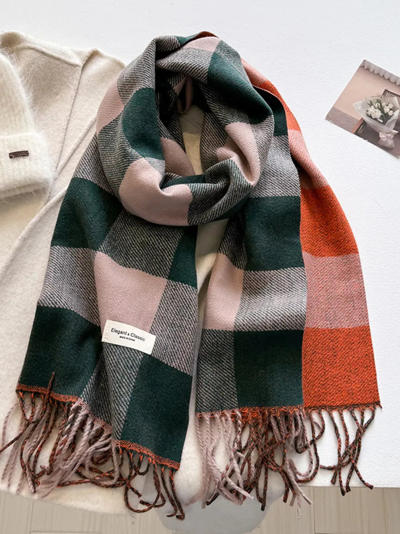 Plaid Fringe Scarf - Trendsi - Flyclothing LLC