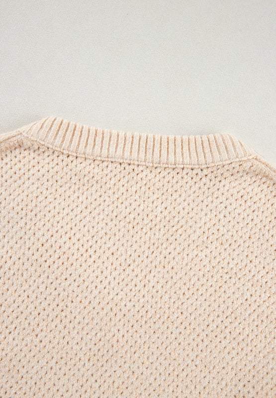 V-Neck Dropped Shoulder Long Sleeve Sweater - Trendsi - Flyclothing LLC