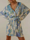 Tied Button Up Long Sleeve Dress - Trendsi - Flyclothing LLC