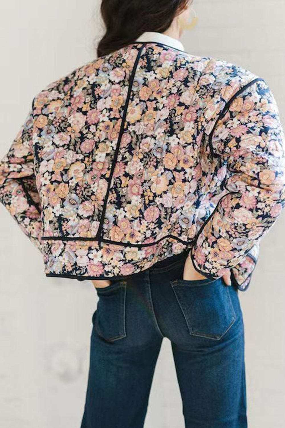 Floral Button Up Long Sleeve Winter Coat - Trendsi - Flyclothing LLC