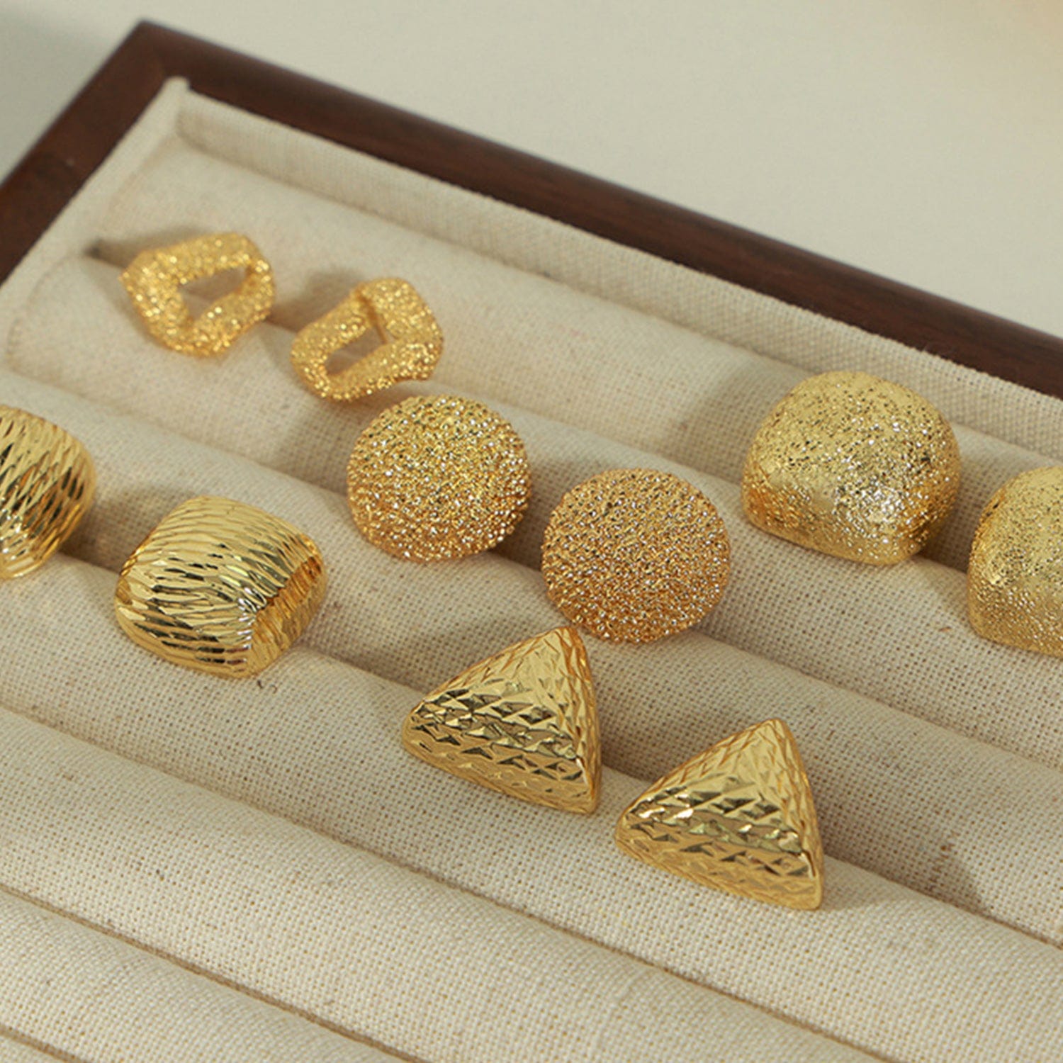 Gold-Plated Geometric Stud Earrings - Trendsi