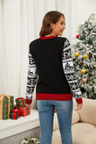 Christmas Pattern Round Neck Long Sleeve Sweater - Trendsi