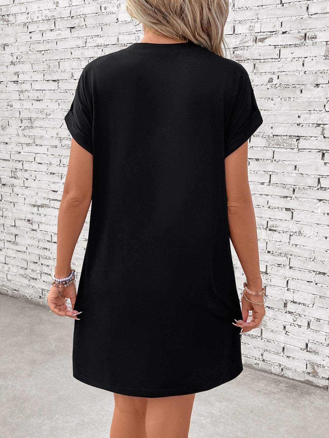 Letter Graphic Short Sleeve Mini Tee Dress - Trendsi - Flyclothing LLC