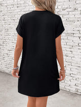 Letter Graphic Short Sleeve Mini Tee Dress - Trendsi - Flyclothing LLC
