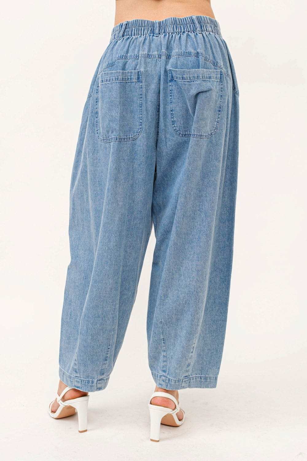 And The Why Elastic Back Pleated Baggy Jeans - Trendsi - Flyclothing LLC