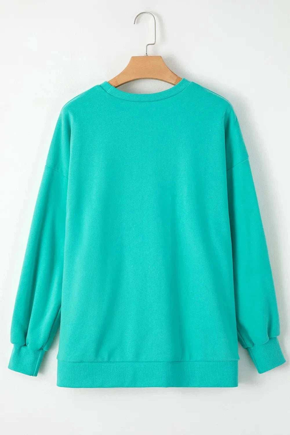 Round Neck Long Sleeve Sweatshirt - Trendsi - Flyclothing LLC