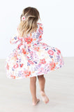 Tangerine Leaves 3/4 Sleeve Ruffle Twirl Dress - Mila & Rose ®