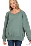Zenana Fleece Boat Neck Sweatshirt - Trendsi - Flyclothing LLC
