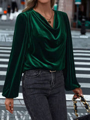 Lovelet Cowl Neck Long Sleeve Blouse - Trendsi