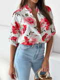 Printed Button Up Half Sleeve Shirt - Trendsi