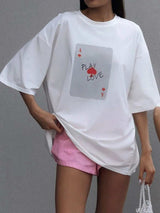 Graphic Round Neck Half Sleeve T-Shirt - Trendsi - Flyclothing LLC