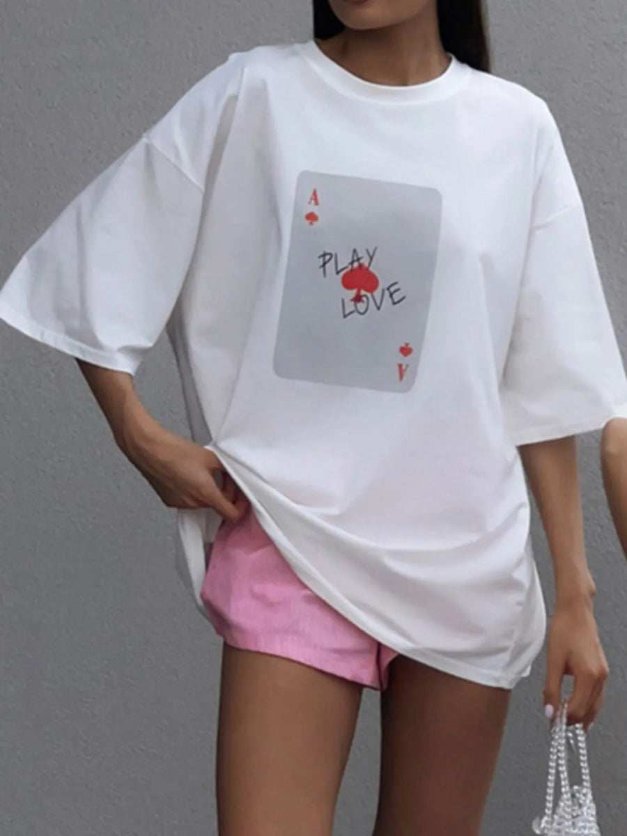 Graphic Round Neck Half Sleeve T-Shirt - Trendsi - Flyclothing LLC